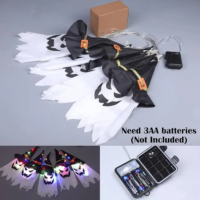 GhostLantern™ – Lichterkette mit Geisterhüten, 5-teiliges Set für gruselige Stimmung [50 % Rabatt]