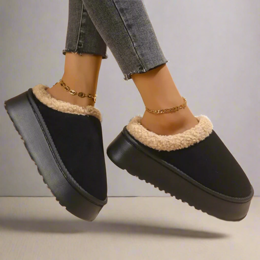 Trendige Damen Hausschuhe mit Warmfutter & Plateau – stilvolle & bequeme Pantoffeln