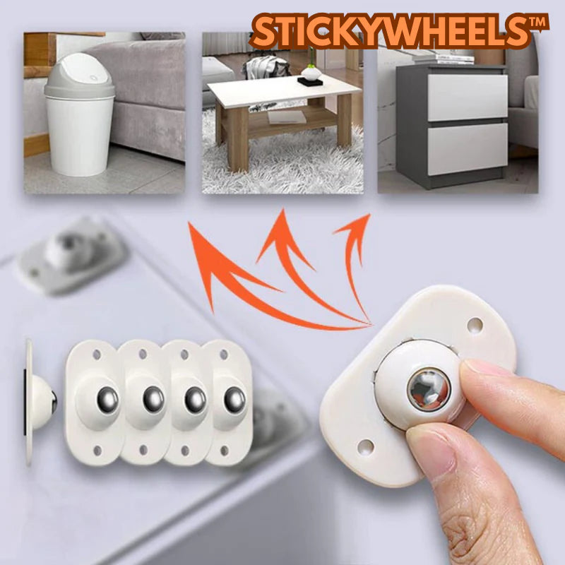 StickyWheels™ – Selbstklebende Lenkrollen für Möbel | 5 + 5 Gratis