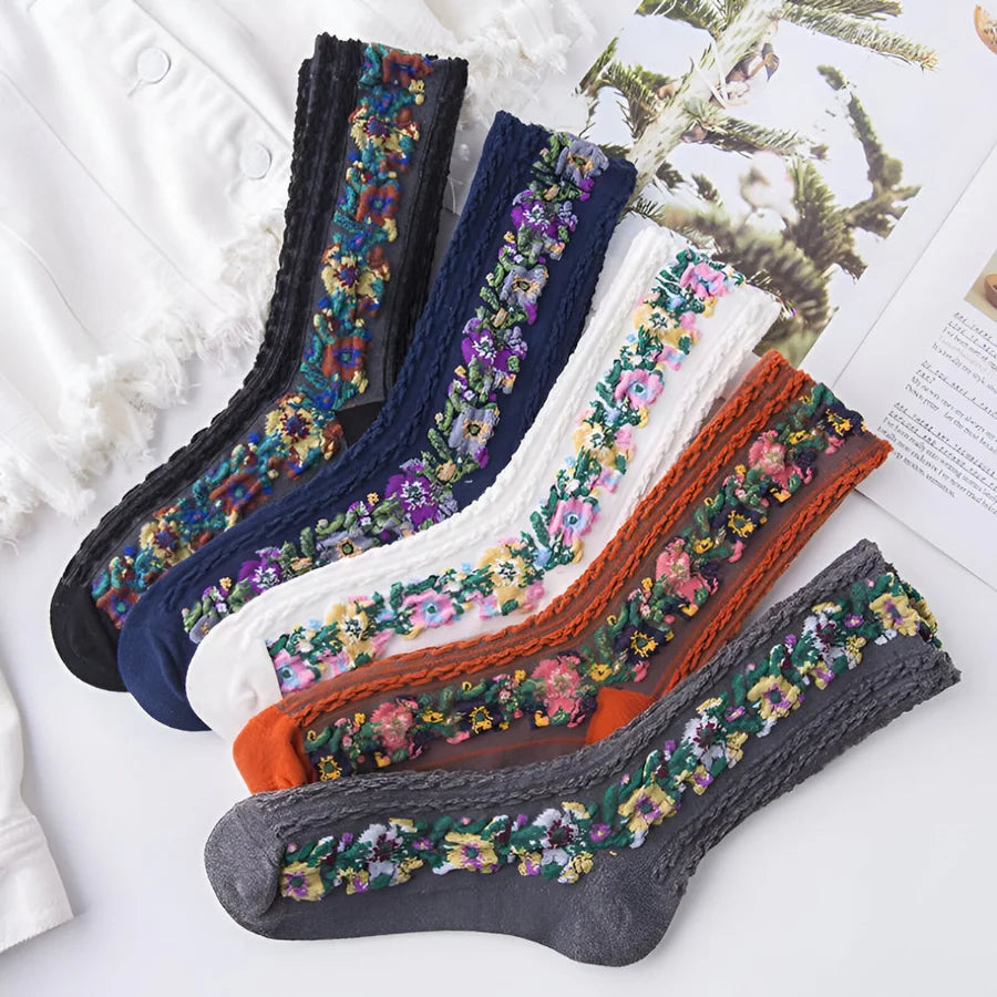 5 + 5 Gratis | FurWarm™ – Elegante, Floral Gemusterte Komfort-Socken