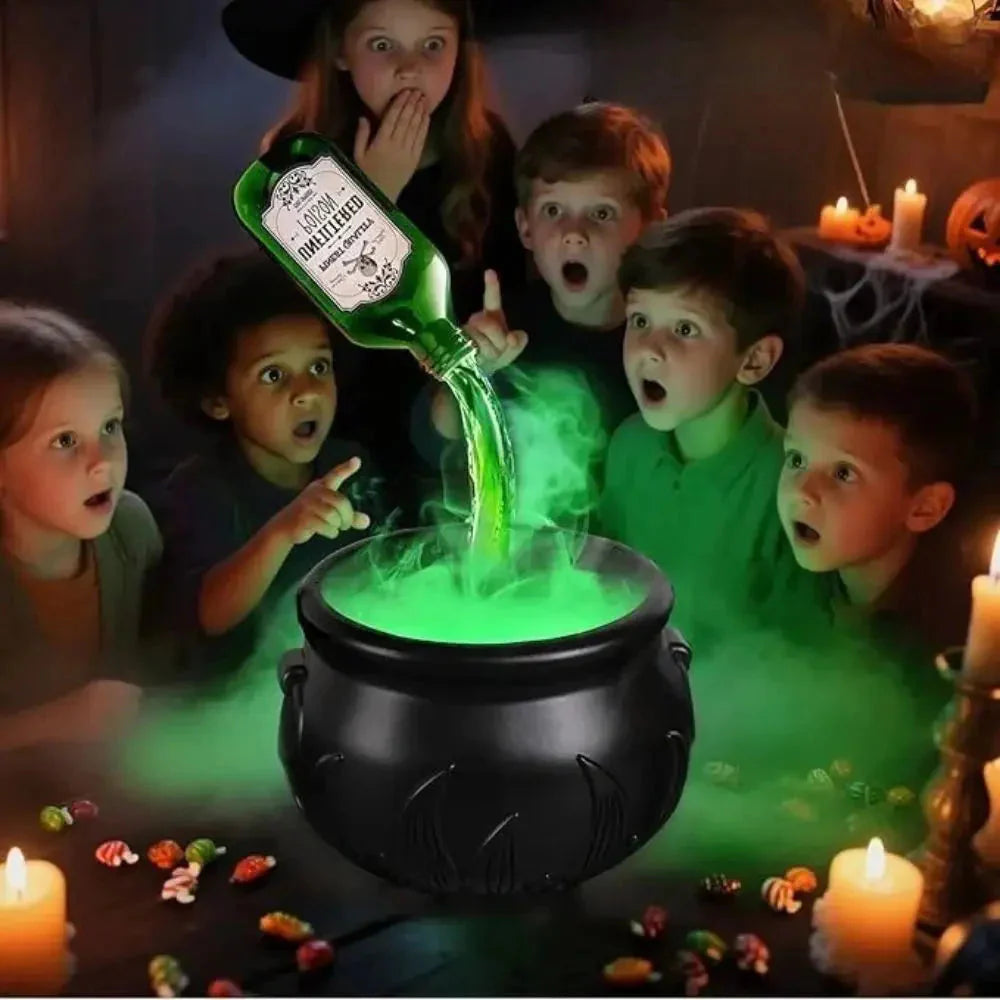 Hexenkessel-Deko – Mit schwebender Zauberflasche & Nebeleffekt