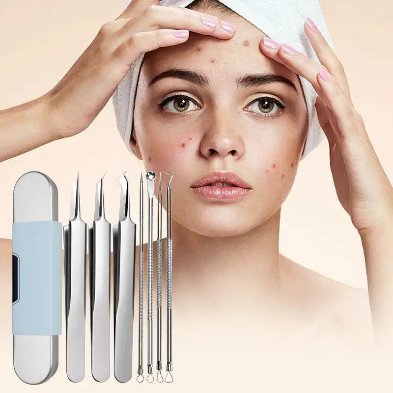 DermaTool Mitesserentferner-Set – Tiefenreinigung, Edelstahl, Hautpflege, Porenreiniger, Sicher