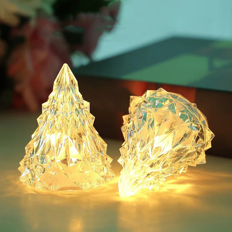 LED Kristall Weihnachtsbäumchen 5er Set für Auto, Büro & Zuhause