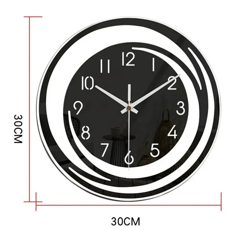 Skandinavische Wanduhr aus Acryl – geräuschlos & modern in Schwarz für Wohnzimmer & Büro