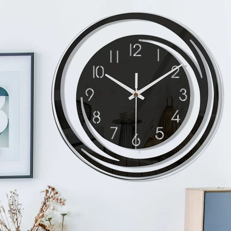 Skandinavische Wanduhr aus Acryl – geräuschlos & modern in Schwarz für Wohnzimmer & Büro