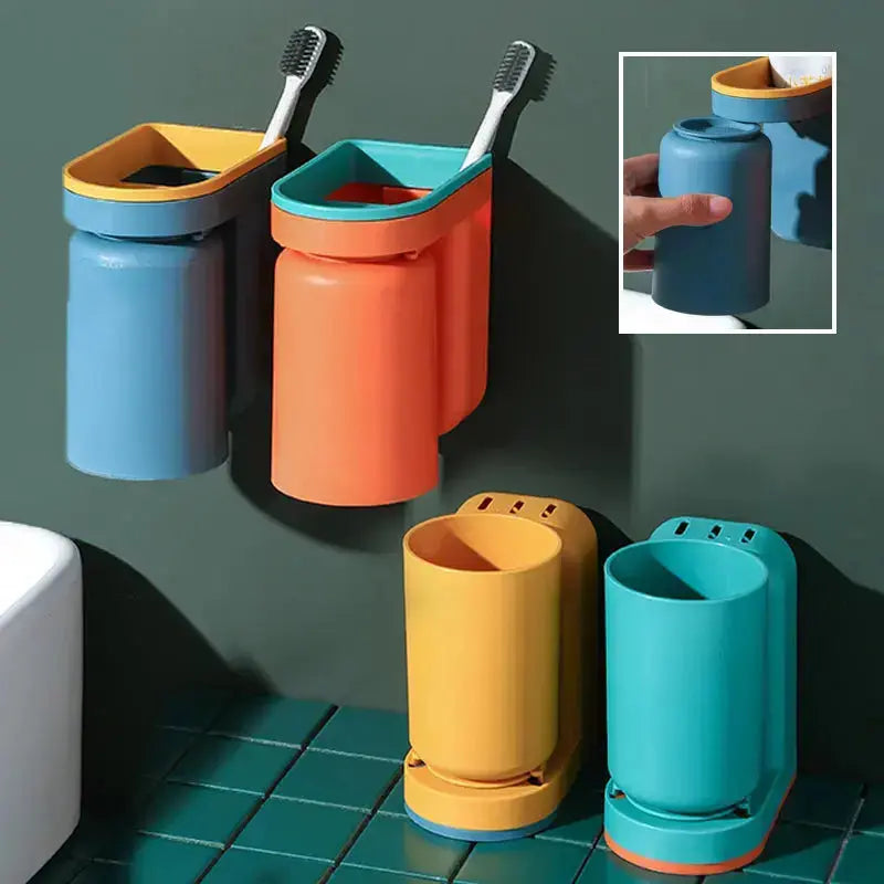 BrushStorage™ – Selbstklebender Zahnbürstenhalter mit praktischem Becheraufsatz [50 % Rabatt]