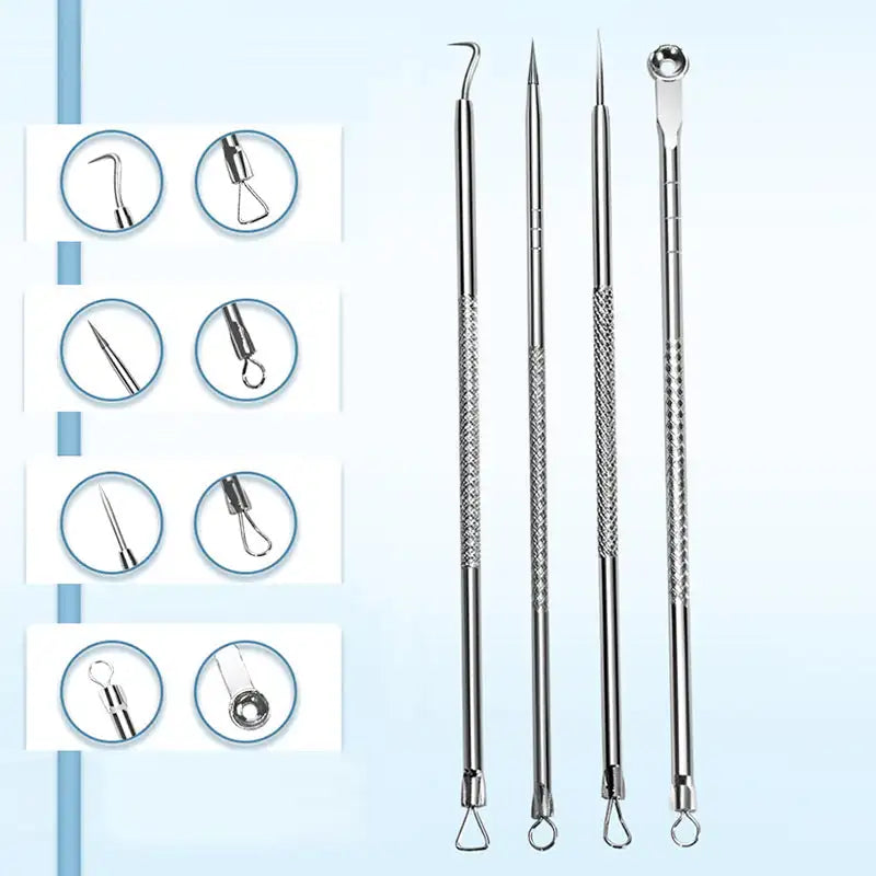 DermaTool Mitesserentferner-Set – Tiefenreinigung, Edelstahl, Hautpflege, Porenreiniger, Sicher