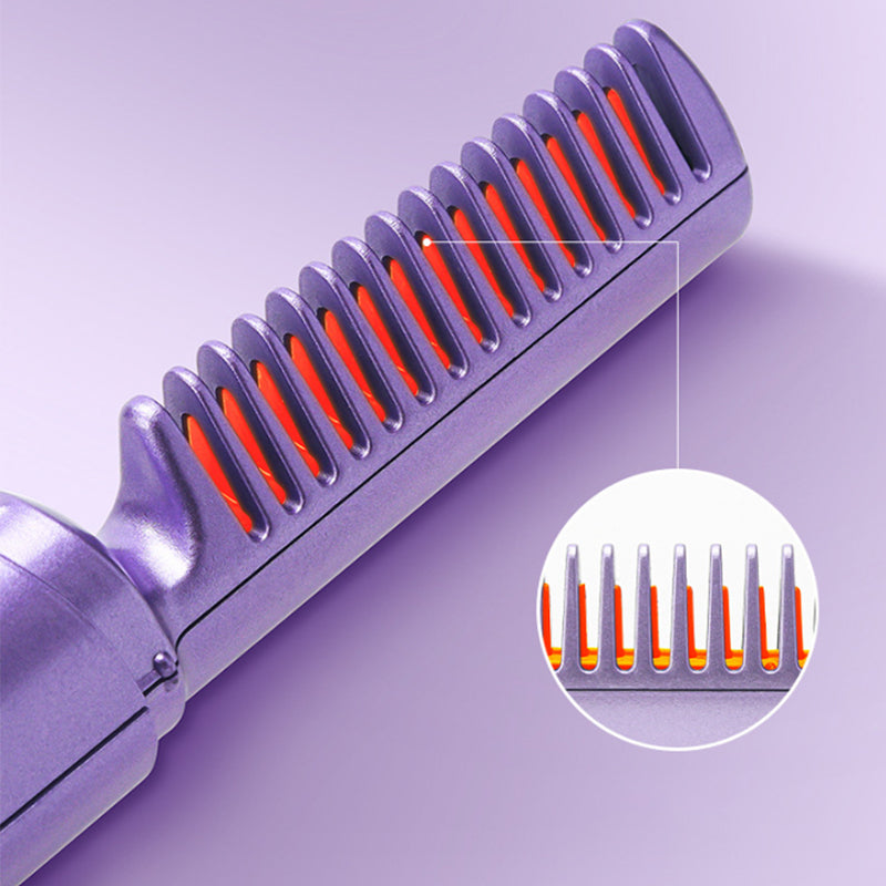 HeatComb Haarstyler – Glätten & Locken, Kabellos, USB, Schonend, Reiselustig