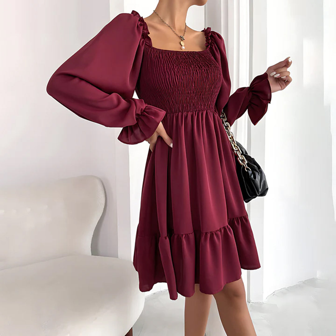 50% Rabatt | Sophie™ - Sommer Minikleid mit Rüschen – Puffärmel, eckiger Ausschnitt & elastische Taille