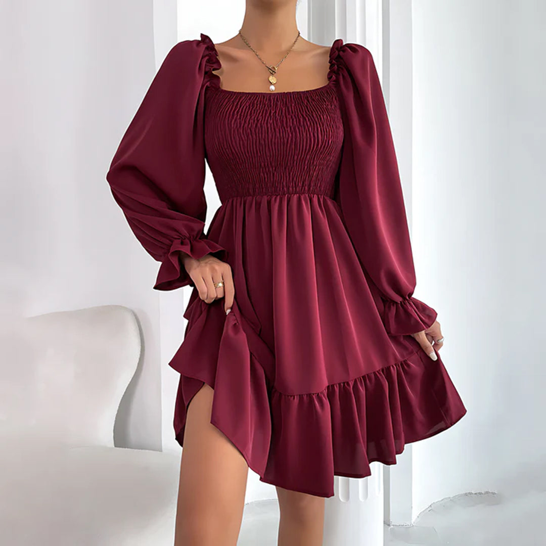 50% Rabatt | Sophie™ - Sommer Minikleid mit Rüschen – Puffärmel, eckiger Ausschnitt & elastische Taille