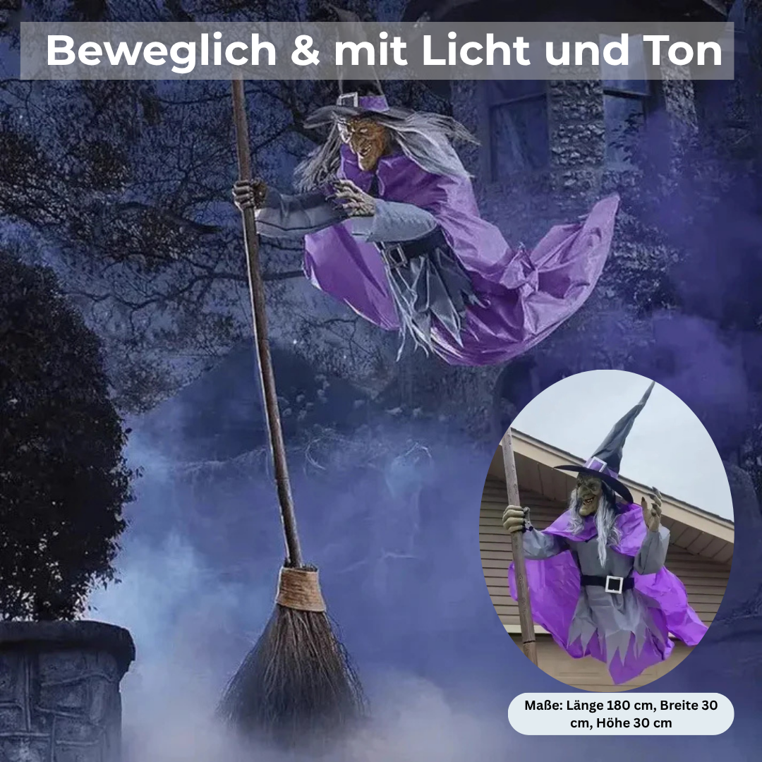 Fliegende Halloween-Hexe – Mit Licht, Ton & Bewegung