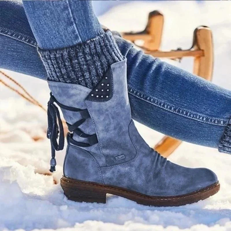 Warme Damen Winterstiefeletten mit Schnürung & rutschfester Sohle