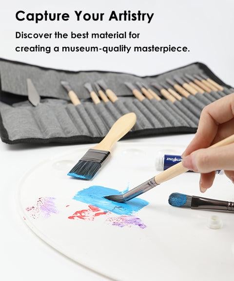 ArtistPaint™ – 24 Nylonpinsel mit 7 Formen & Palettenmesser, für Acryl, Öl & Aquarell [50% Rabatt]