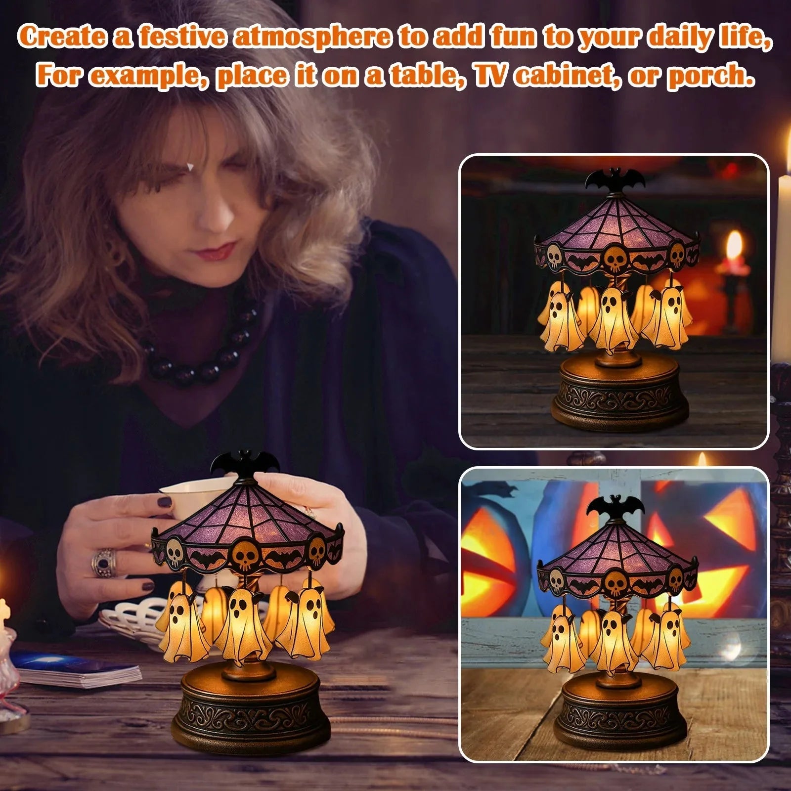Halloween Geister-Karusselllicht – Warmes Dekorlicht