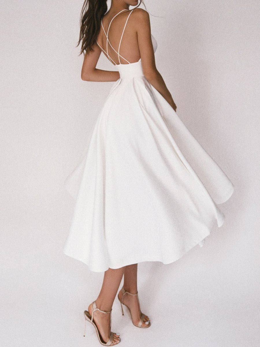 Glamara™ – Elegantes Kleid mit V-Ausschnitt und zarten Trägern [50 % Rabatt]