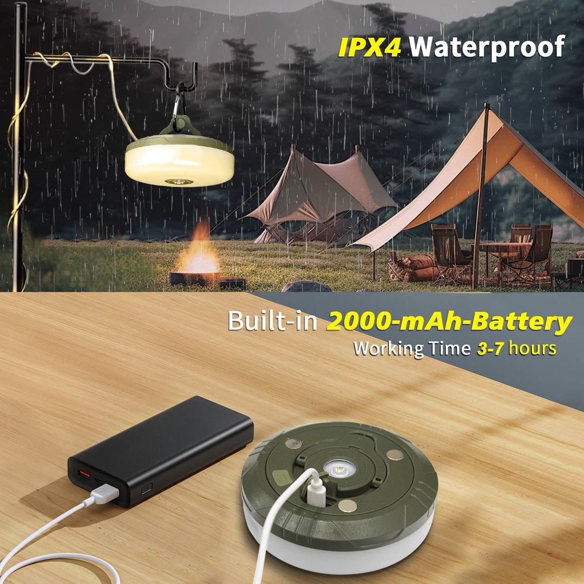 50% Rabatt | MultiGlow™ - 4-in-1 Campinglicht mit RGB-Lichterkette & Powerbank