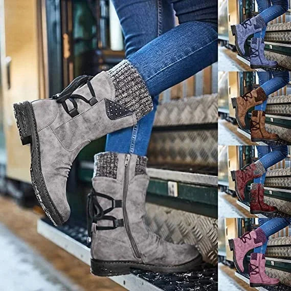 Warme Damen Winterstiefeletten mit Schnürung & rutschfester Sohle