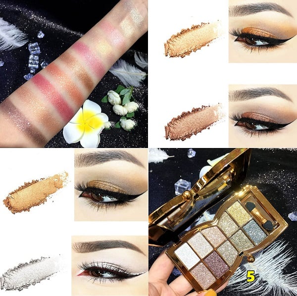 ShimmerGlam Pro Palette – 10 Farben, Langanhaltend, Hochpigmentiert, Glitzer, Make-up