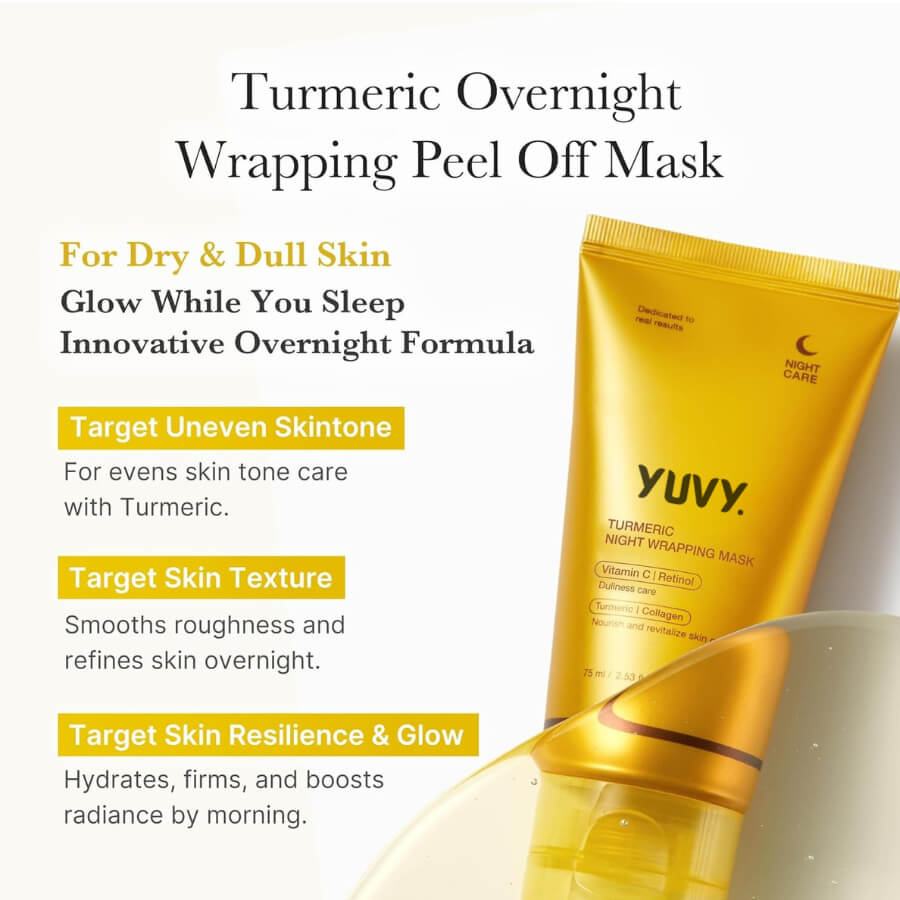 BrightMask™ – Übernacht-Peeling-Maske mit Kollagen, Kurkuma & Kojicsäure für strahlende Haut [50 % Rabatt]
