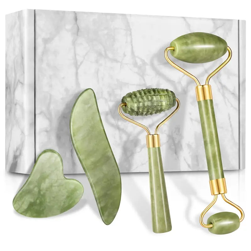 RollPro™ - Jade Gua Sha Gesichtswalzen-Set (4PCS) [50% Rabatt]