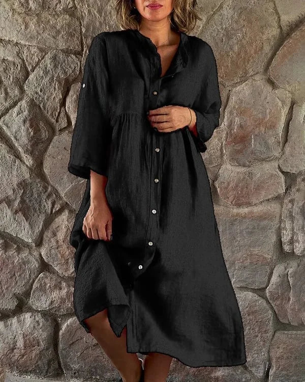 50% Rabatt | Amira™ - Lockeres Hemdkleid aus Baumwolle und Leinen