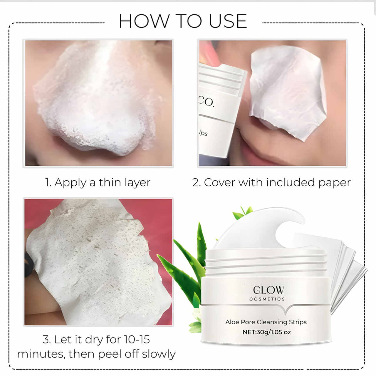 ClearSkin Porenstrips – Mitesser, Aktivkohle, Reinigung, Aloe Vera, Hautpflege, Klarer Teint