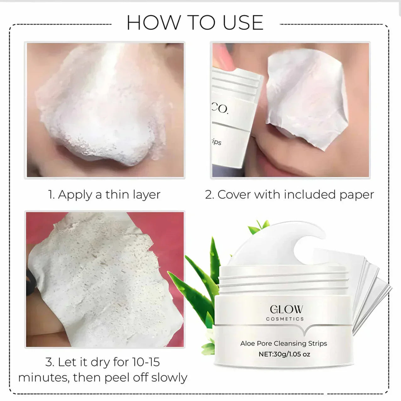 ClearSkin Porenstrips – Mitesser, Aktivkohle, Reinigung, Aloe Vera, Hautpflege, Klarer Teint