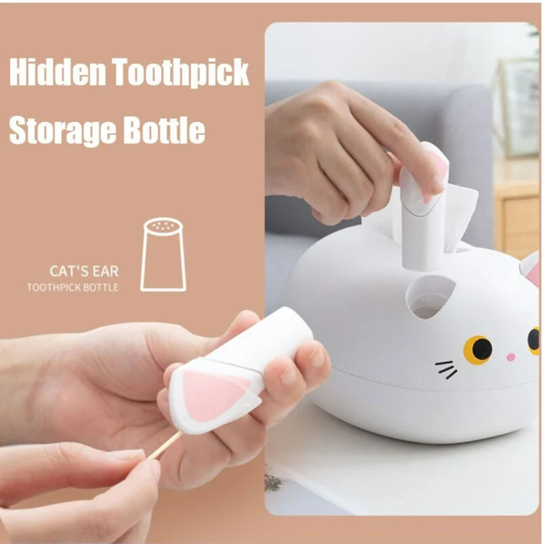 Elegatto™ – Niedliche Katzen-Tissue-Box mit Zahnstocherhalter & viel Stauraum [50 % Rabatt]