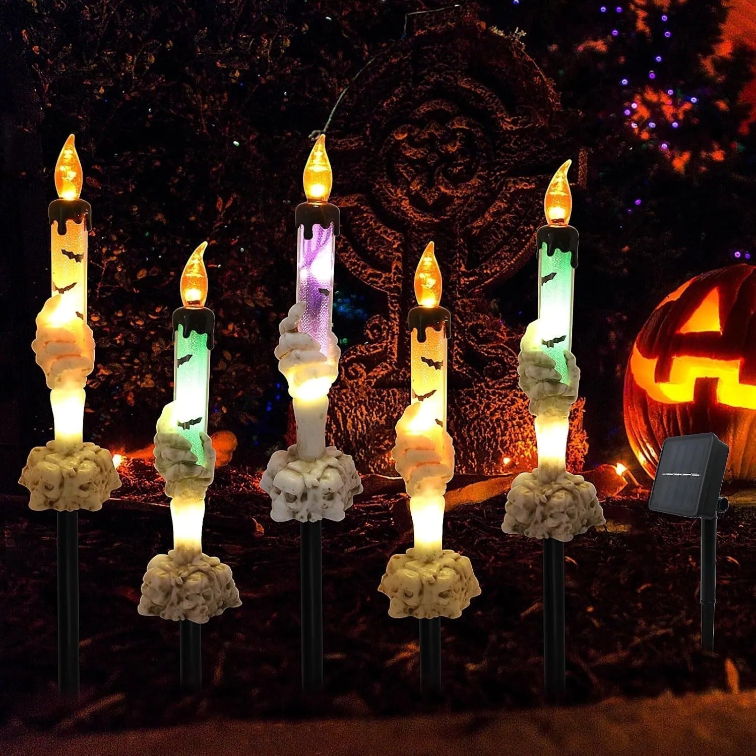 Solar-Totenkopf-Kerzenleuchte – Spuklicht für Garten, Hof & Terrasse