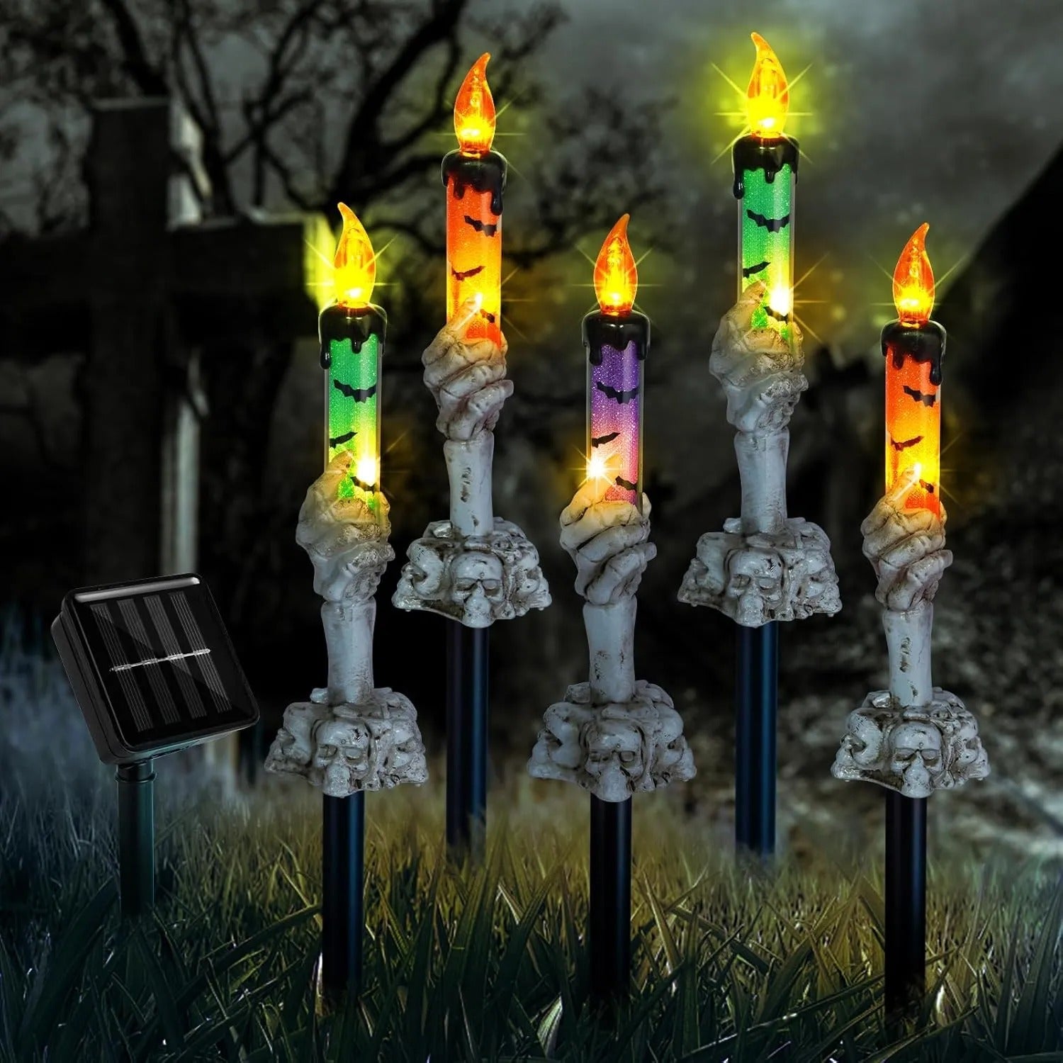 Solar-Totenkopf-Kerzenleuchte – Spuklicht für Garten, Hof & Terrasse