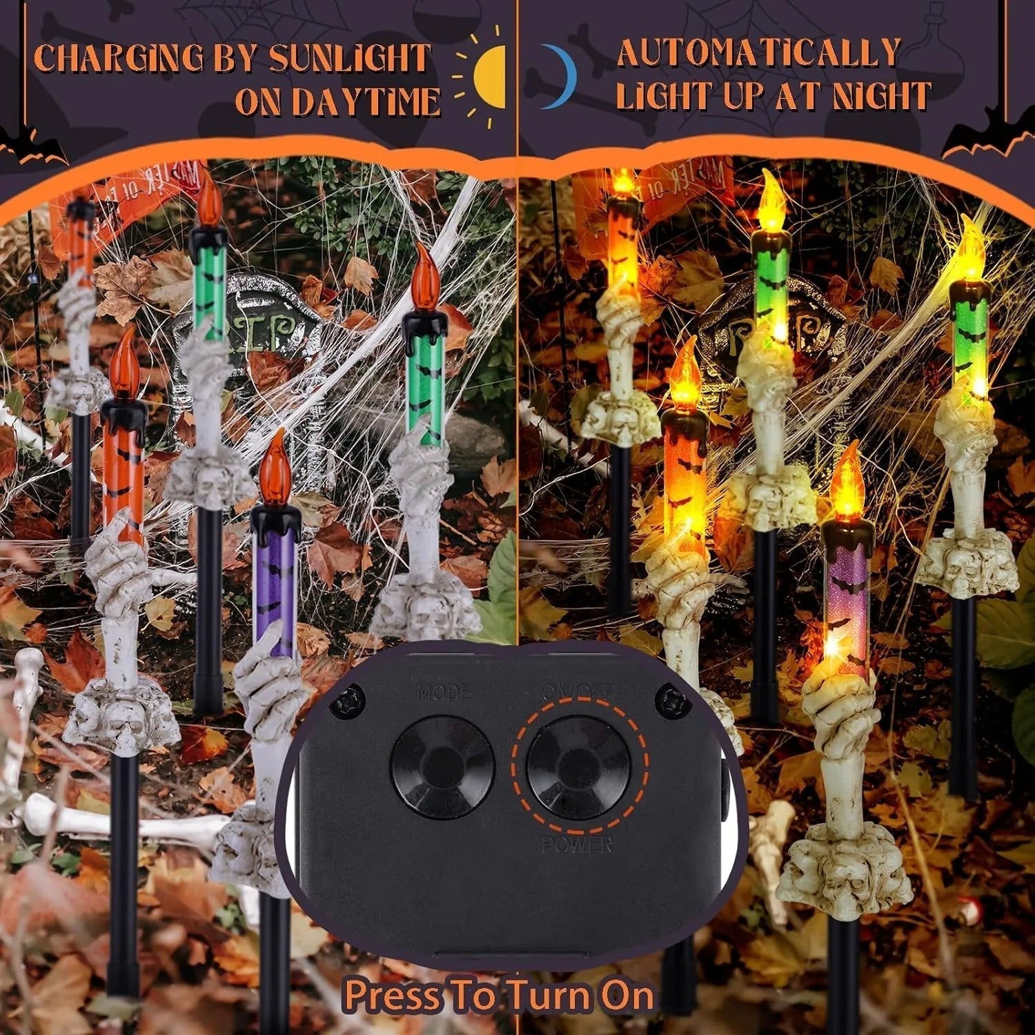 Solar-Totenkopf-Kerzenleuchte – Spuklicht für Garten, Hof & Terrasse