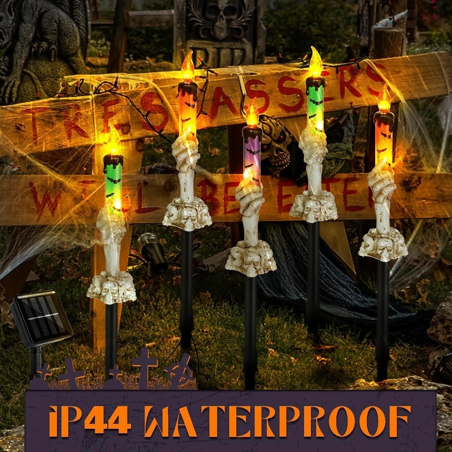 Solar-Totenkopf-Kerzenleuchte – Spuklicht für Garten, Hof & Terrasse