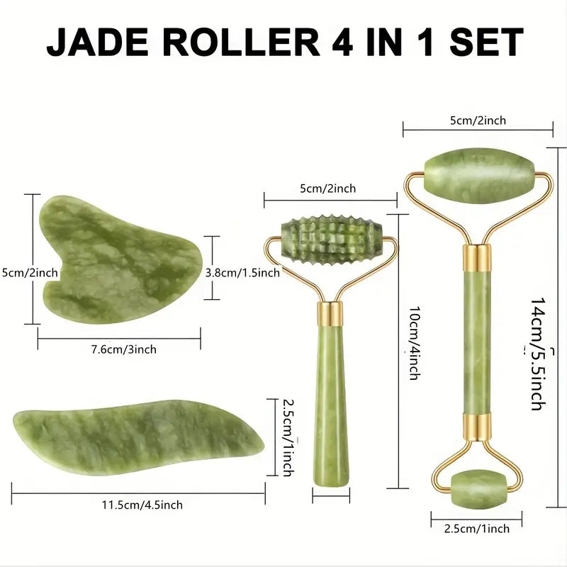 RollPro™ - Jade Gua Sha Gesichtswalzen-Set (4PCS) [50% Rabatt]