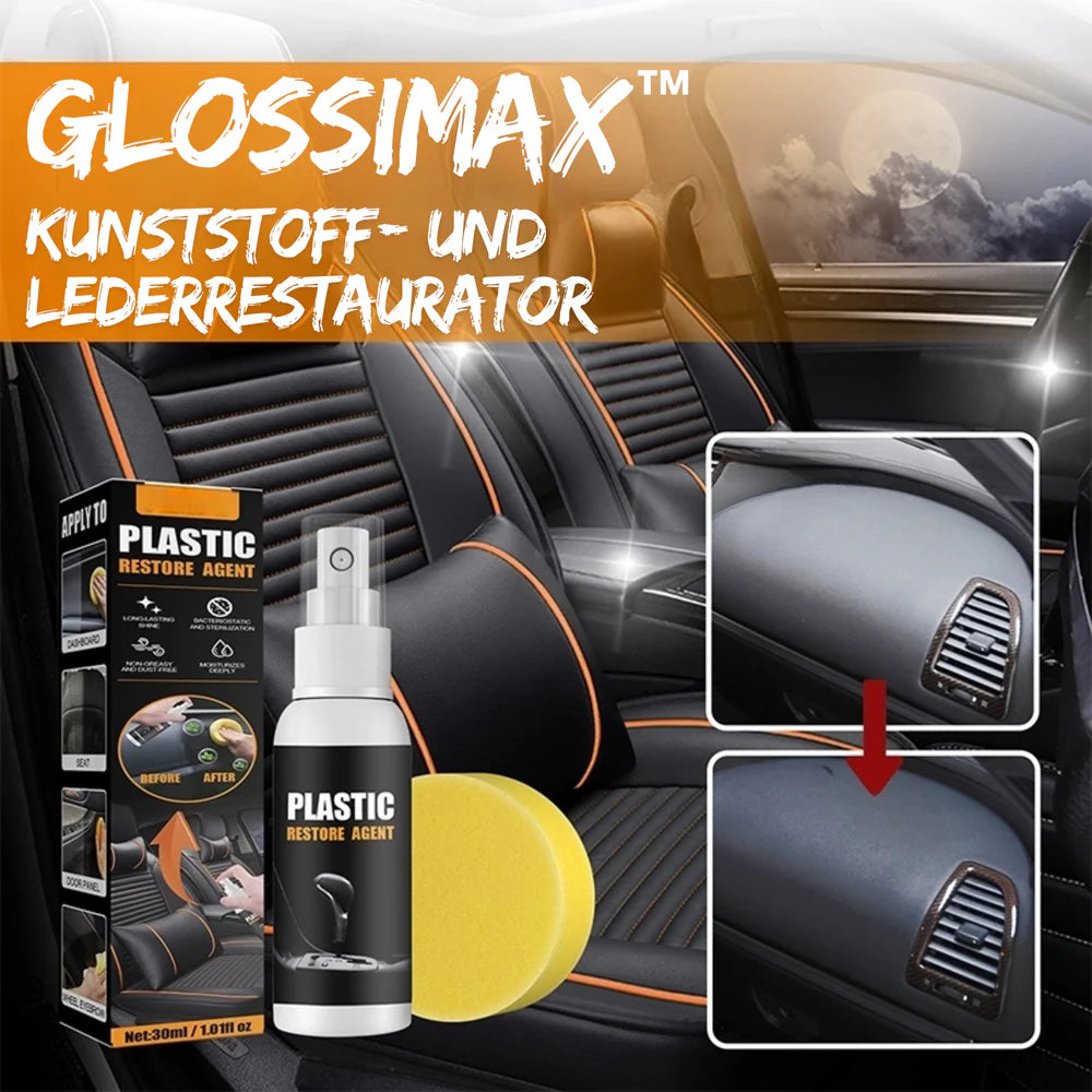 GlossiMax™ – Kunststoff- und Leder-Restaurierungsspray | 1 + 1 Gratis