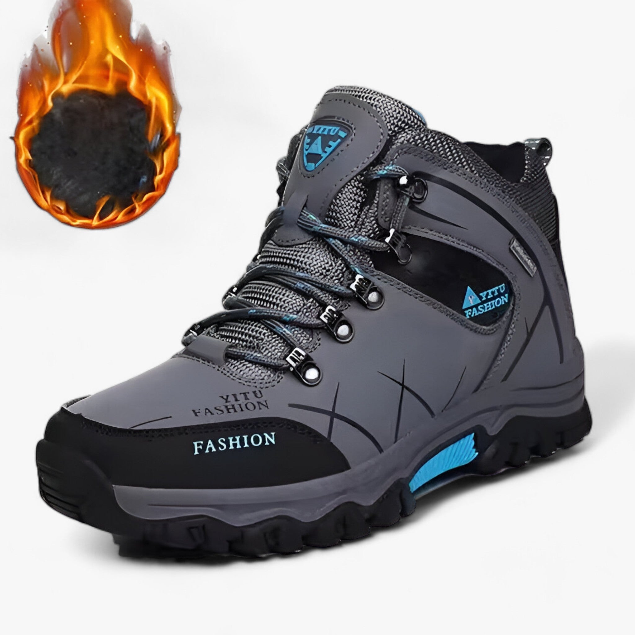 Wasserdichte Herren Leder Schneestiefel mit warmem Futter & rutschfester Sohle