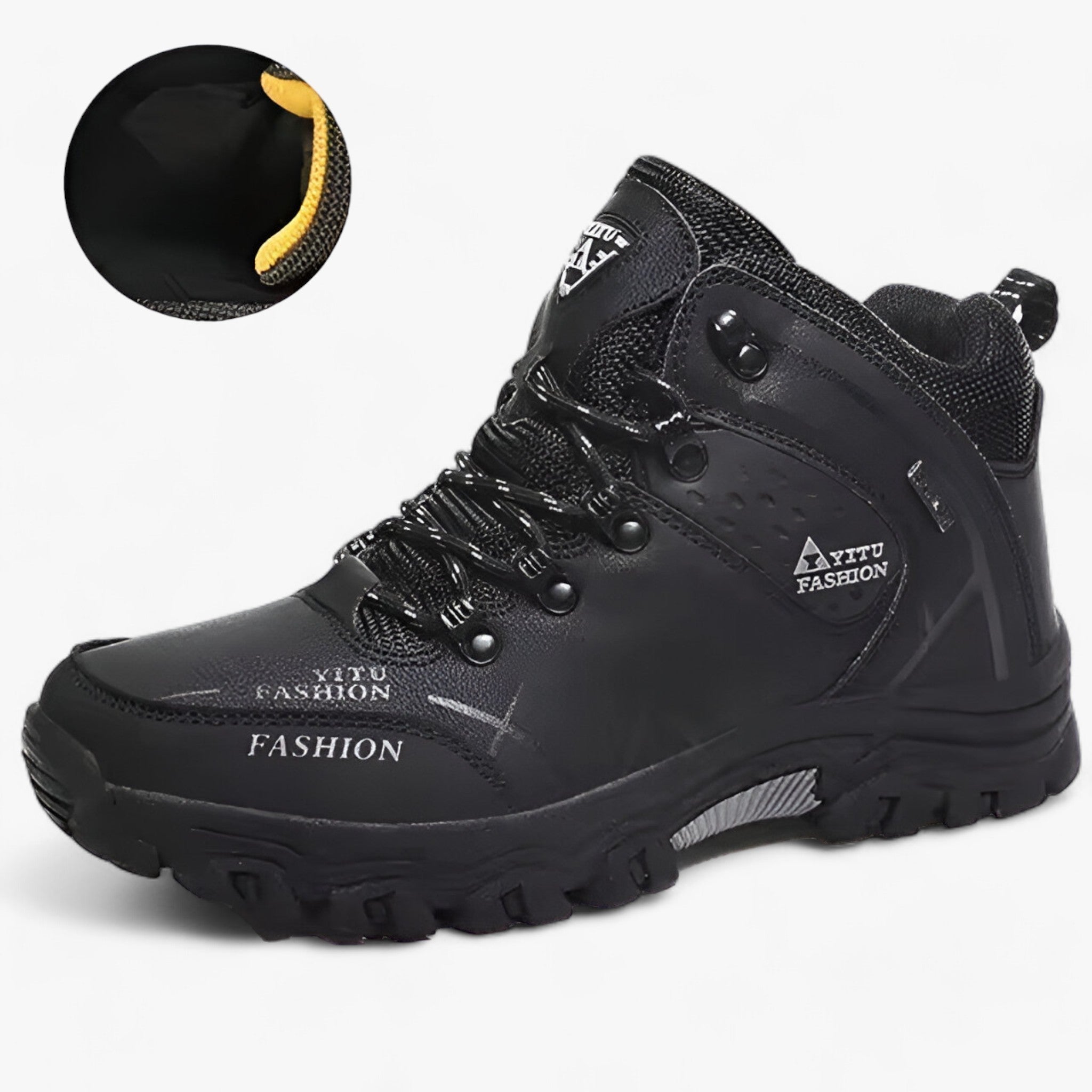 Wasserdichte Herren Leder Schneestiefel mit warmem Futter & rutschfester Sohle