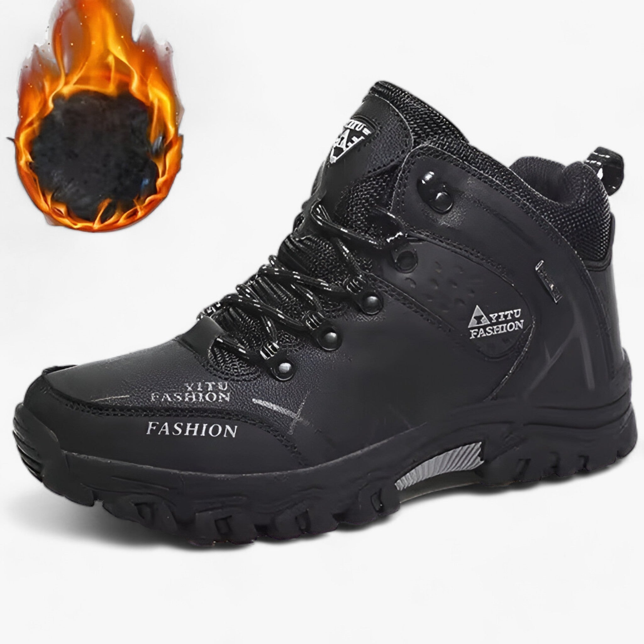 Wasserdichte Herren Leder Schneestiefel mit warmem Futter & rutschfester Sohle