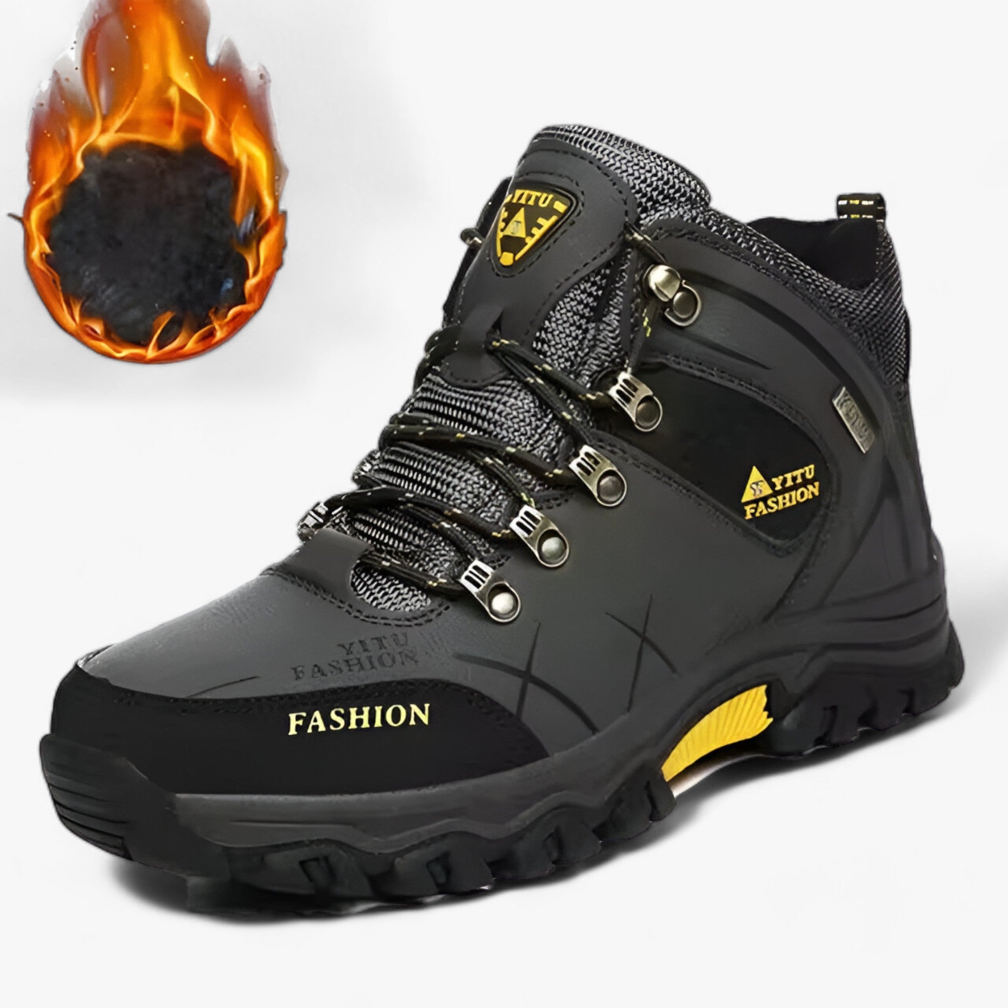 Wasserdichte Herren Leder Schneestiefel mit warmem Futter & rutschfester Sohle
