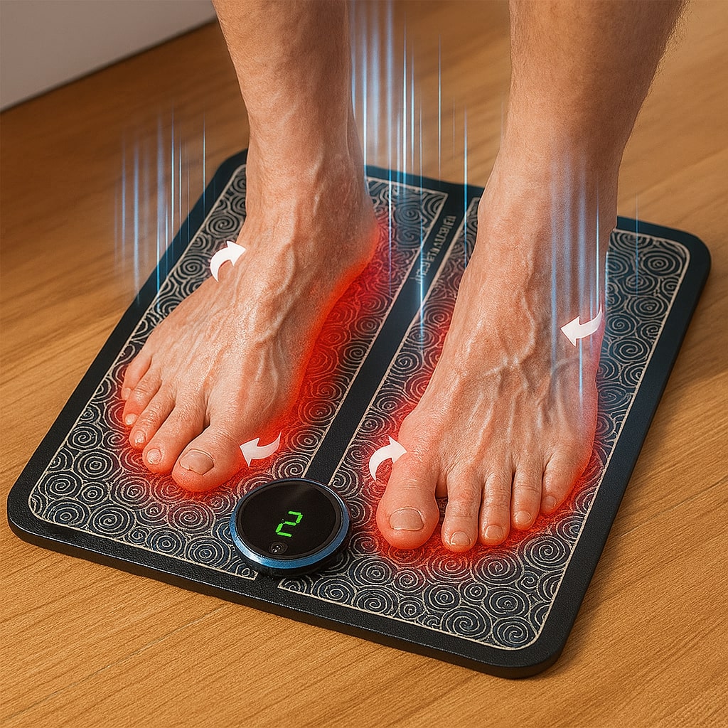 RelaxFuß EMS Massagematte – Fußmassage, Entspannung, Durchblutung, Tragbar, Kabellos