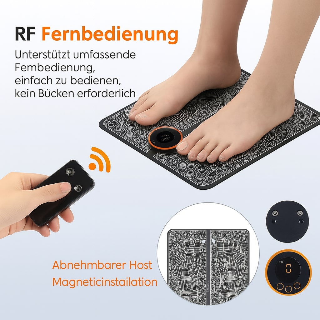 RelaxFuß EMS Massagematte – Fußmassage, Entspannung, Durchblutung, Tragbar, Kabellos