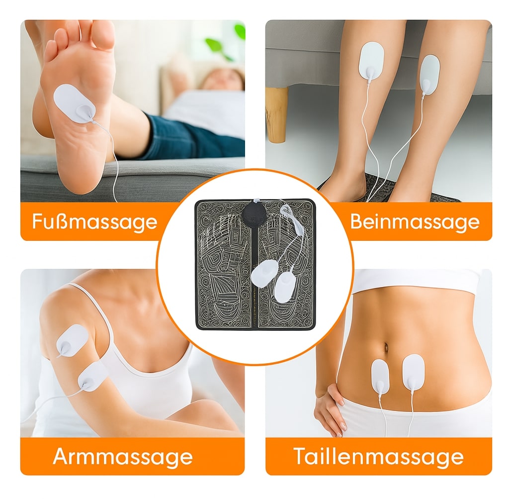RelaxFuß EMS Massagematte – Fußmassage, Entspannung, Durchblutung, Tragbar, Kabellos