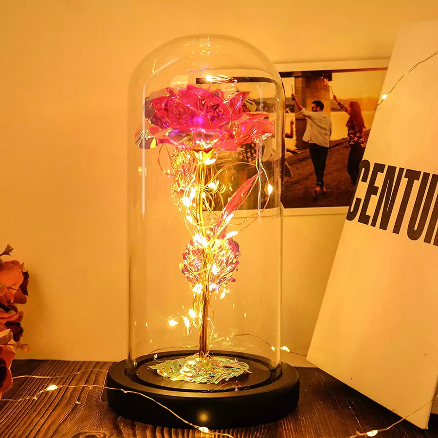 EternaLuxe™ – LED Enchanted Preserved Rose mit Glasschirm | 50% Rabatt