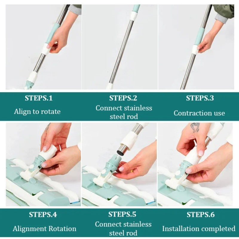 Mopmate™ – Flachmopp mit Edelstahlgriff und wiederverwendbaren, waschbaren Wischtüchern [50 % Rabatt]