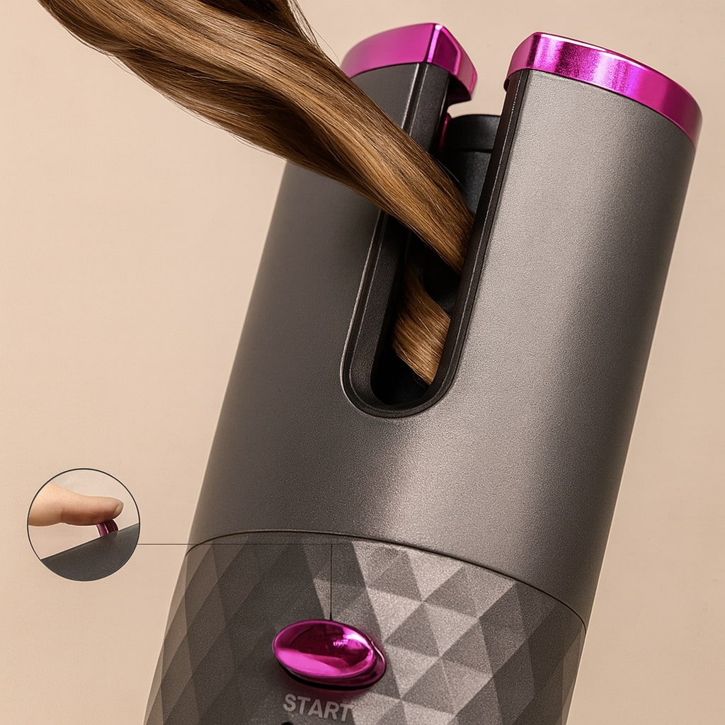 StyliWave Automatischer Lockenstab – Kabelloser Keramik-Lockenstab für schnelles, sicheres und flexibles Styling